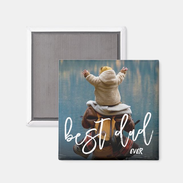 Imán Foto del Día del Padre Personalizado de Mejor Papá (Anverso/Reverso)