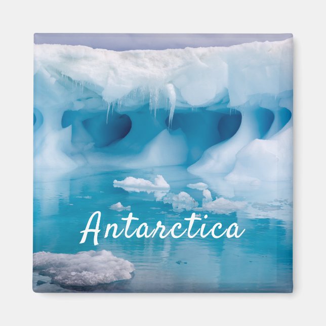 Imán Foto del iceberg de la Antártida con texto (Frente)