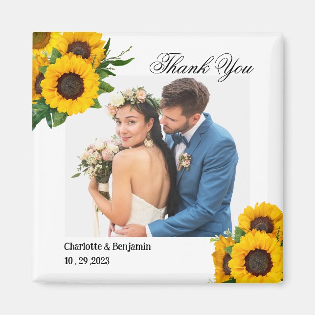 Imán Foto del país Girasol Boda Favor Regalo (Frente)
