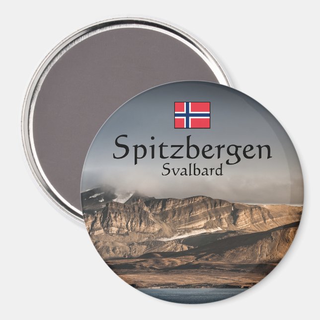 Imán Foto del paisaje de Svalbard (Anverso/Reverso)