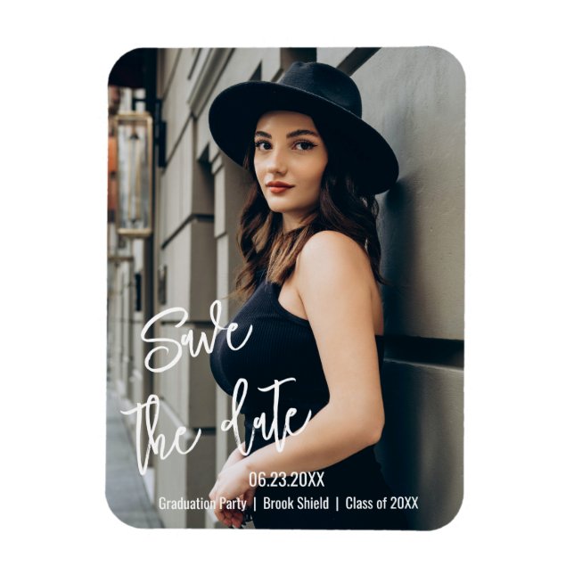 Imán Foto Del Partido De Graduación De Guión personaliz (Vertical)