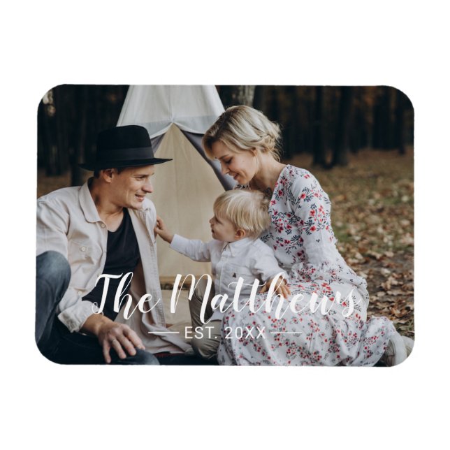 Imán Foto del personalizado con apellido y año establec (Horizontal)