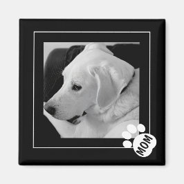 Imán Foto en blanco y negro de Cute Dog Mom Paw
