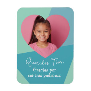 Imán Foto en Corazon Regalo de Gracias Para Padrinos
