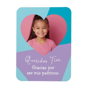 Imán Foto en Corazón Regalo de Gracias Para Padrinos
