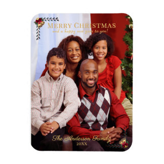 Imán Foto Familiar Vintage de Feliz Navidad Tarjeta de