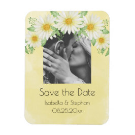 Imán Foto floral blanca de Daisies Save the Date