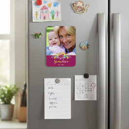Imán Foto floral de la nueva abuela Bonito