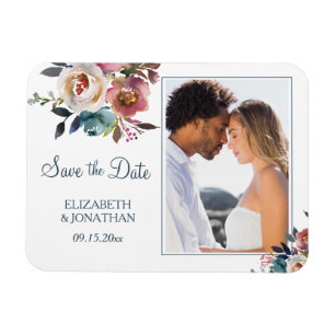 Imán Foto Formal Dusty Blue Wine Burgundy Floral