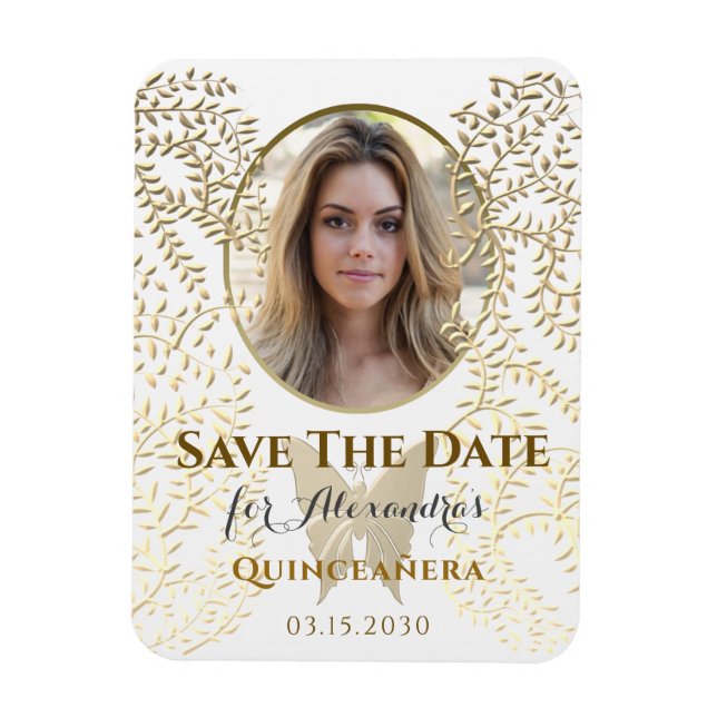 Imán Foto Guárdame la Fecha Quinceañera (Vertical)