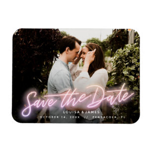 Imán Foto horizontal Neon Save the Date Magnet