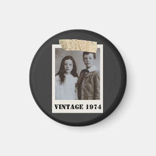 Imán Foto infantil personalizada y año Vintage personal