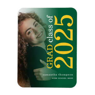 Imán Foto Invitación de graduación de Yellow Green 2023