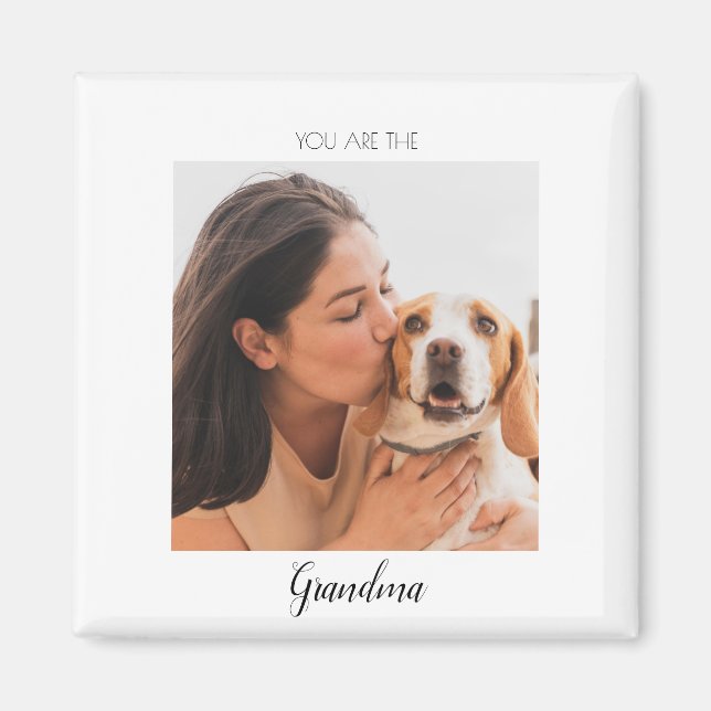 Imán Foto Mascota personalizada Perro de foto de abuela (Frente)
