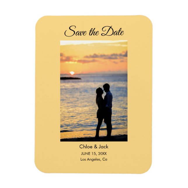 Imán Foto Moderna Amarillo Naranja Save The Date (Vertical)