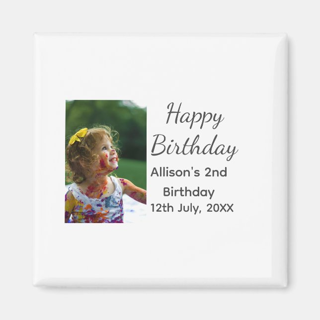 Imán Foto moderna clásica añadir nombre fecha feliz cum (Frente)