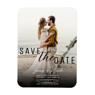 Imán Foto moderna de Moody Overlay Save the Date Boda