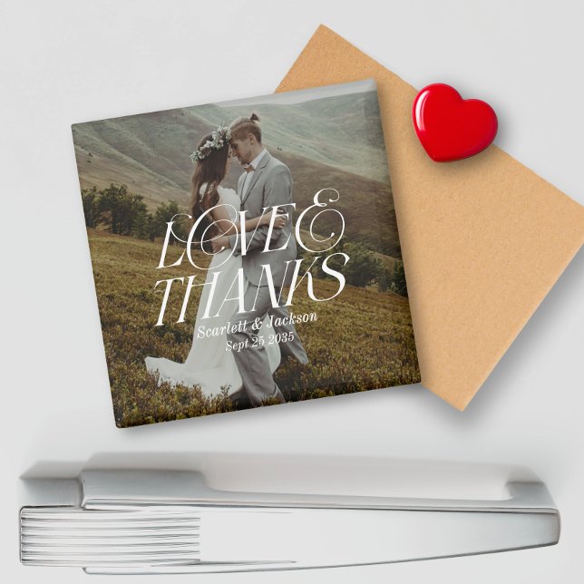 Imán Foto moderna Elegante Amor y Gracias Boda (Subido por el creador)