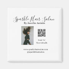 Imán Foto moderna peluquería pequeña empresa código QR