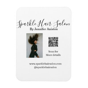 Imán Foto moderna peluquería pequeña empresa código QR