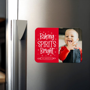 Imán Foto navideña roja de Baking Spirits Bright