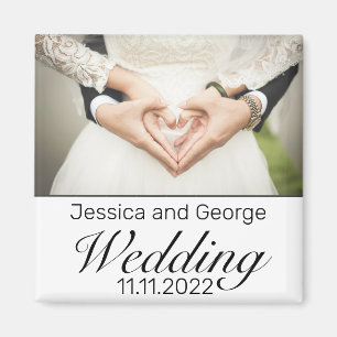 Imán Foto negra blanca minimalista moderna de la boda