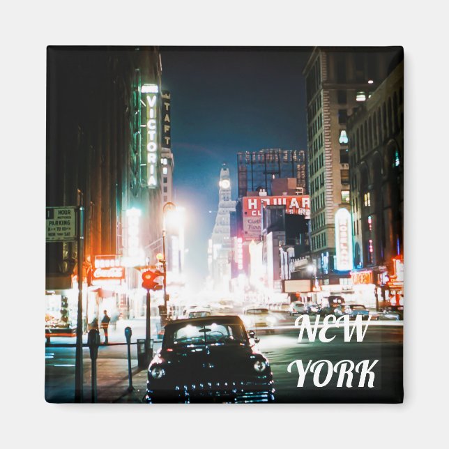 IMÁN FOTO NOCTURNA DE LA CIUDAD DE NUEVA YORK TIMES SQU (Frente)