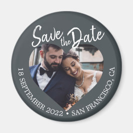 Imán Foto Off-Black Letra Moderna Save the Date