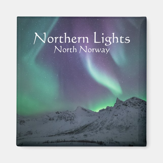 Imán Foto paisajística de las luces del norte (Frente)