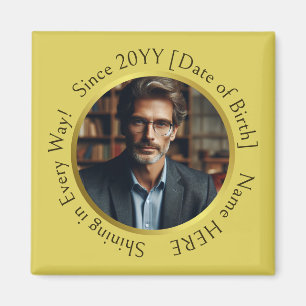 Imán Foto personalizada Brillante Oro Amarillo