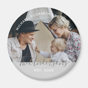 Imán Foto personalizada con apellido y año de estableci