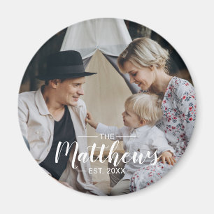 Imán Foto personalizada con apellido y año de estableci