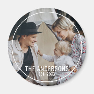 Imán Foto personalizada con apellido y año de fundación