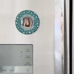 Imán Foto personalizada con círculo de perlas sobre fon
