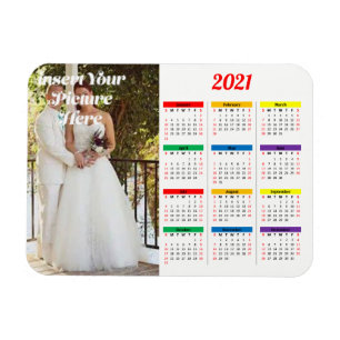 Imán Foto personalizada de 2021 Rainbow Calendar Hor