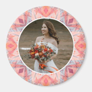 Imán Foto personalizada de aniversario de bodas rosa me