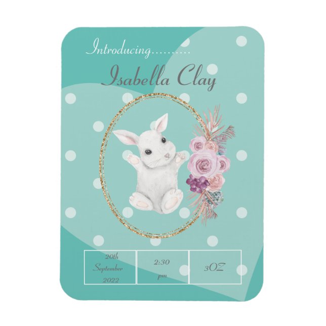 IMÁN FOTO PERSONALIZADA DE ANUNCIO DE NACIMIENTO (Vertical)