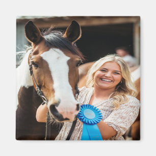Imán Foto personalizada de caballo de exposición de gan