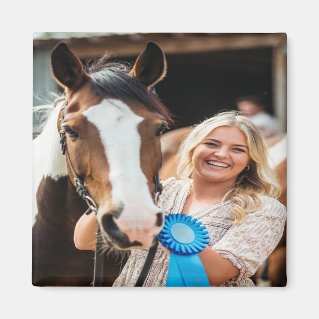 Imán Foto personalizada de caballo de exposición de gan (Frente)