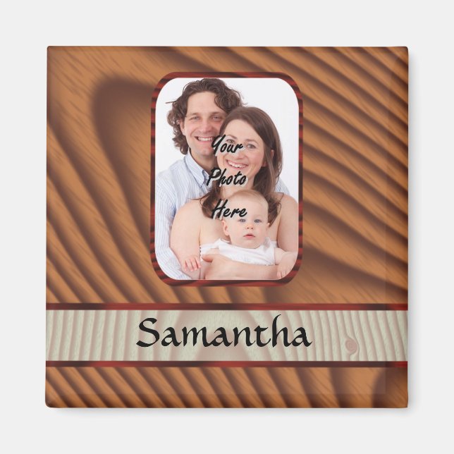 Imán Foto personalizada de Faux de madera (Frente)