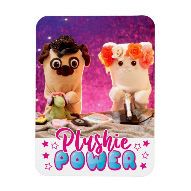 Imán Foto personalizada de Kawaii Cute Plushie Power (Vertical)