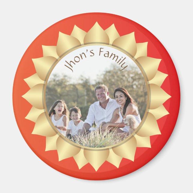 Imán Foto personalizada de la familia Circle Magnet (Frente)