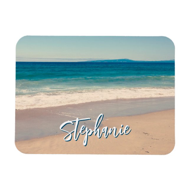 Imán Foto personalizada de playa Océano Azul Escénico (Horizontal)