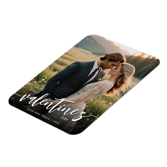 Imán Foto personalizada de un primer El día de San Vale (Lado Izquierdo)