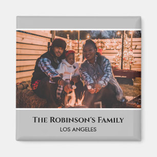 Imán Foto personalizada en marco gris con texto