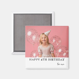 Imán Foto Personalizada Favor de Cumpleaños 4 Años Pers