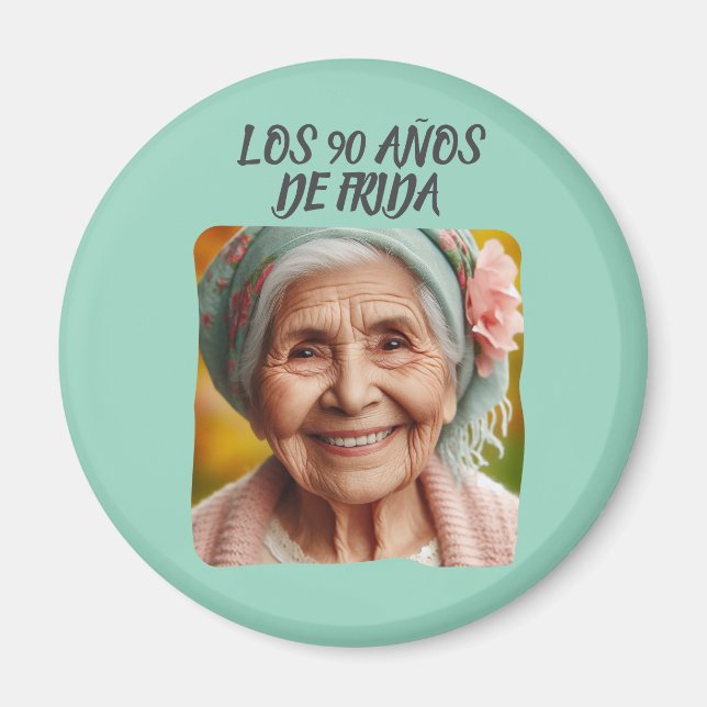 Imán Foto personalizada los 90 años de (Frente)