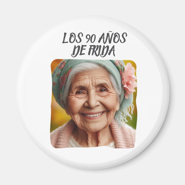 Imán Foto personalizada los 90 años de (Frente)