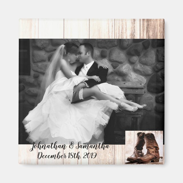 Imán Foto personalizada Magnet botas rústico (Frente)