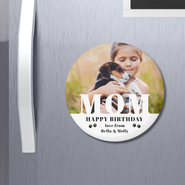 Imán Foto personalizada moderna de Dog Mom Happy Birthd (Subido por el creador)